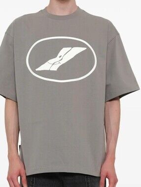 We11done ($370) Charcoal Grey Oversized Logo-Print Cotton T-Shirt
